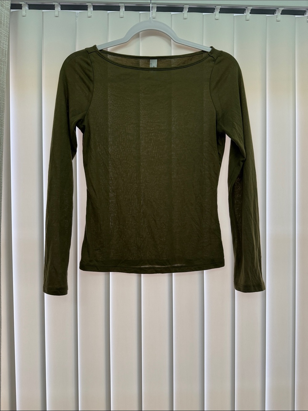 Auden Olive Long Sleeve Boat Neck Top
